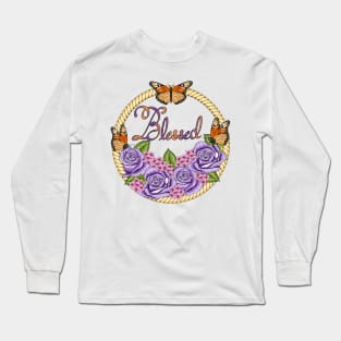 Blessed - Floral And Butterflies Long Sleeve T-Shirt